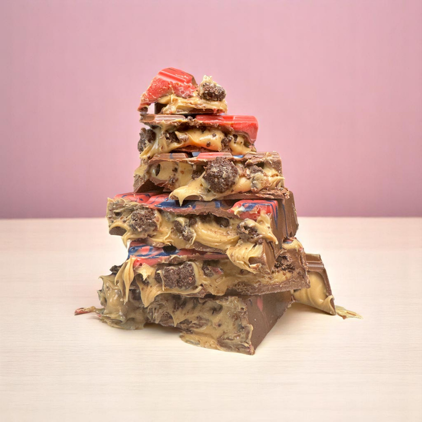 Pink Chocolate Bar with Pistachio Filling, Crunch, and Pismaniye